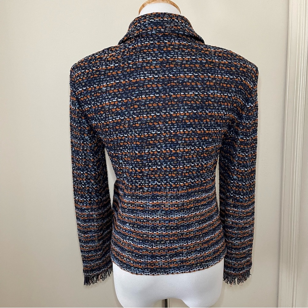 St. John Navy and Copper Tweed Blazer with Floral Scarf - Picture 5 of 15